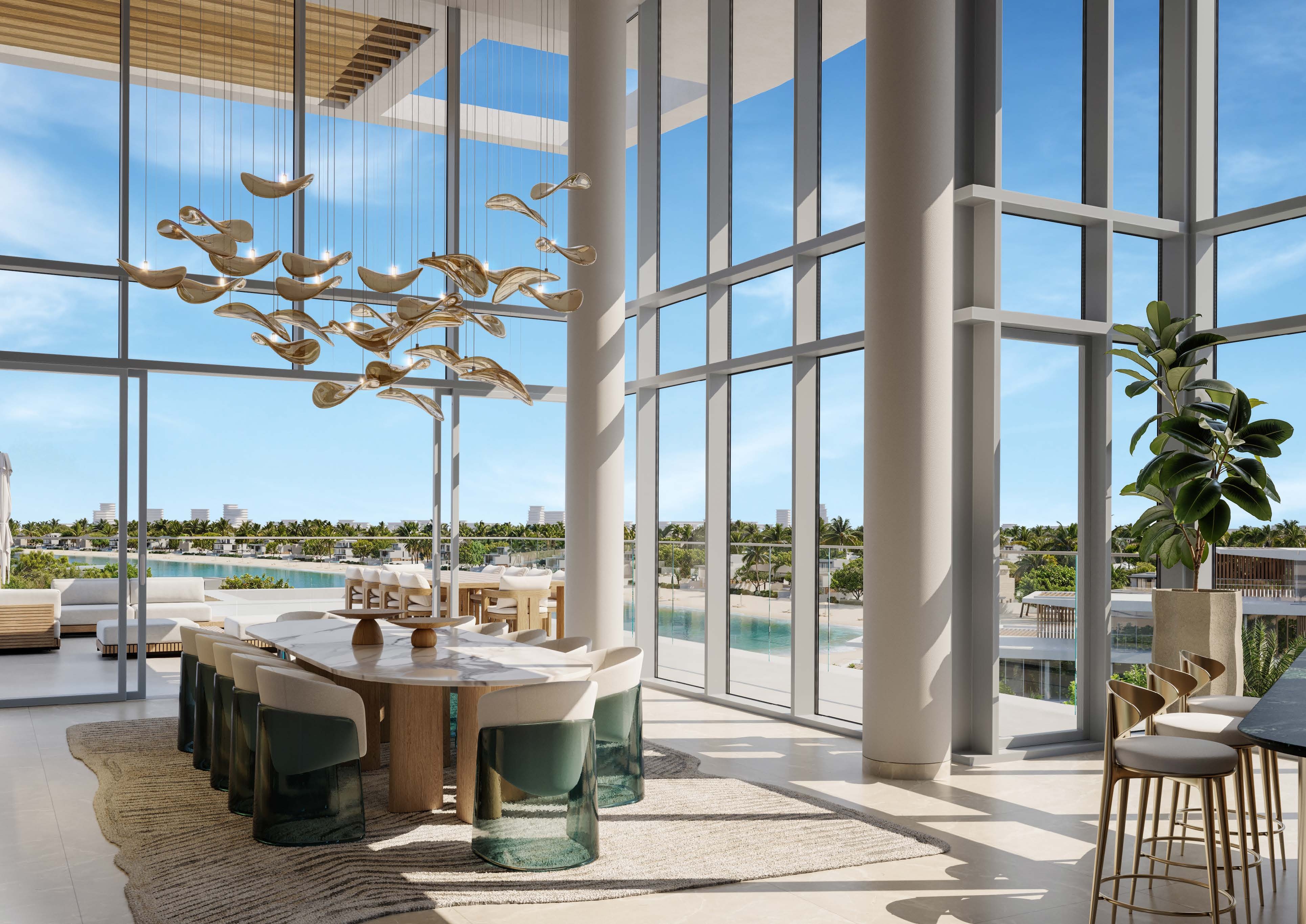 Dining area with panoramic water views